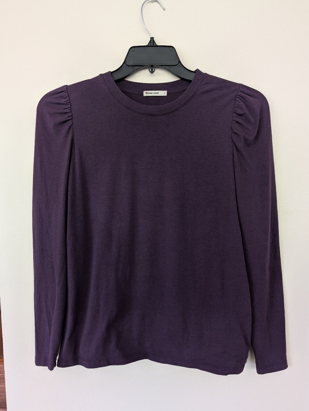 Marine Layer Sleeve Puff Shoulder Top in Plum - Size L